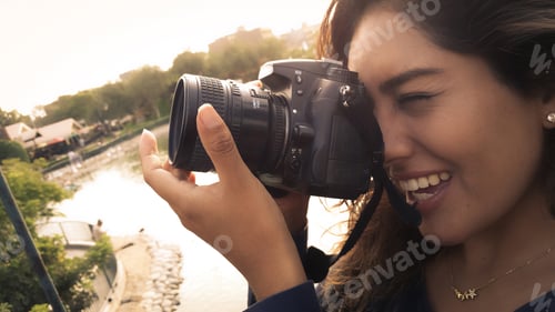 Preview: Outdoor Summer Smiling Lifestyle Portrait Of Pretty Young Woman Having Fun In The City Of Lima