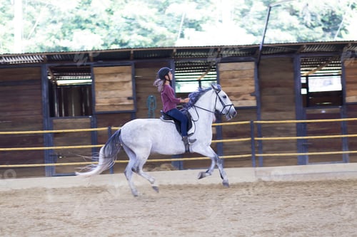 Preview: Beautiful Teenager Riding A Horse In A Ranch