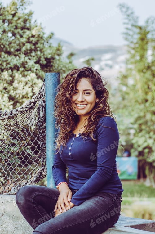 Preview: Portrait Of A Young Woman Enjoying In The Park