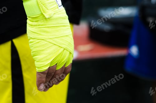 Preview: Boxer Bandages Around Their Arms Ready To Fight