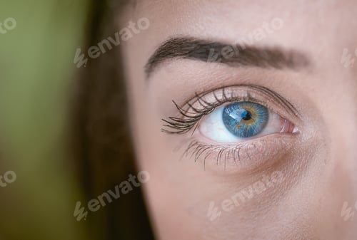 Preview: Macro Photograph Of A Young Woman'S Eye ( Olho Azul De Uma Mulher Em Fotografia Macro ).