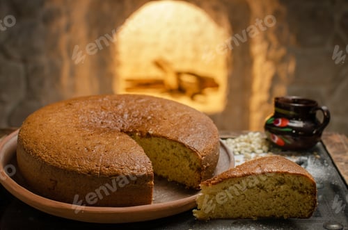Preview: A Homemade Biscuit With A Fireplace In The Background