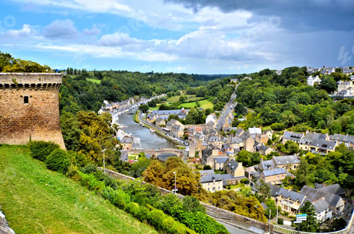 Preview: Aerial View Of The Historic Town Of Dinan With Rance River Bretagne, France