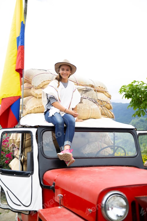 Preview: Portrait Of Happy Girl Having Fun Outdoors On Old Car