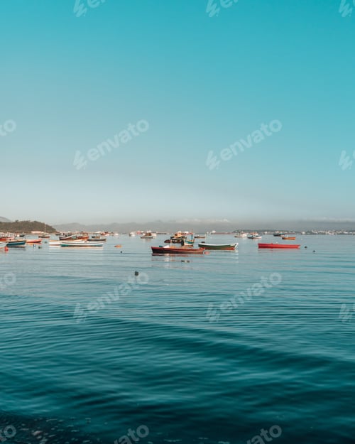 Preview: Many Fishing Boats On The Water With Clear Beautiful Sky