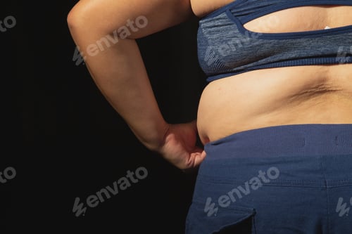 Preview: Woman'S Hand Holding Excessive Belly Fat
