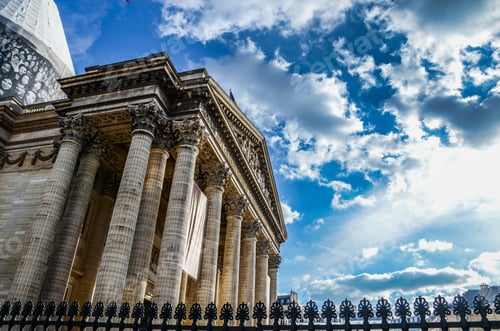 Preview: A Low Angle Shot Of The Pantheon Under The Beautiful Clouds In The Sky Captured In Paris, France