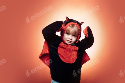 Preview: Holiday Halloween With Funny Carnival Costumes On Red Background. Happy Halloween On The World