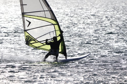 Preview: A Closeup Shot Of A Man Windsurfing
