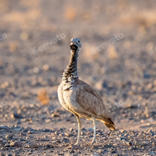 Preview: A Beautiful Shot Of A Great Bustard Bird Perched On A Field