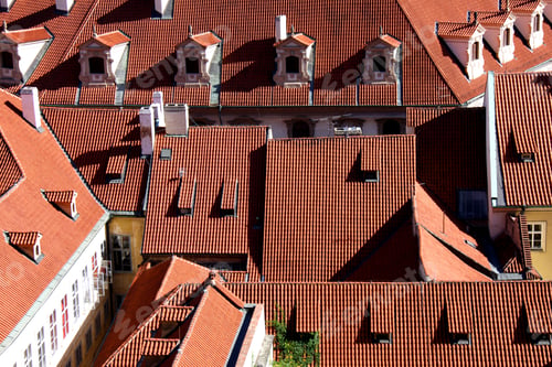 Preview: A High Angle Shot Of Old Houses With Red Roofs. Perfect For A Wallpaper Or A Background.