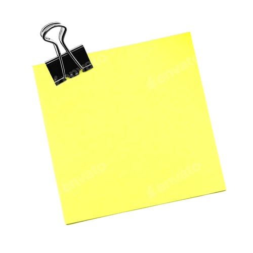 Preview: Single Yellow Post It Note With Paper Clip Isolated On White