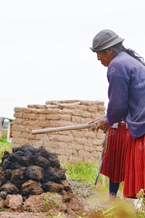 Preview: Native American Woman Cooking In The Huatia - Traditional Eathern Oven.