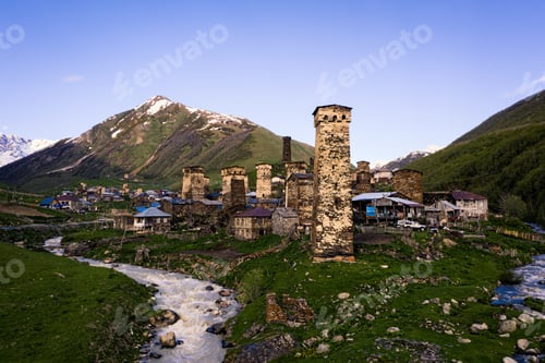 Preview: An Old Tower In The Historic Village Ushguli In Georgia