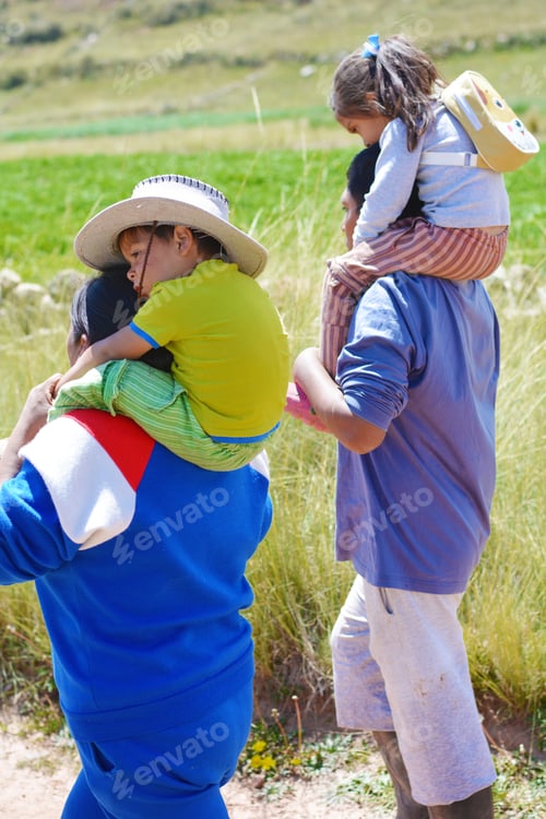 Preview: Native American Family Walking In The Countryside.