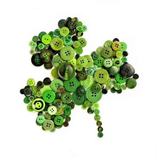 Preview: St Patricks Day Shamrock Of Green Buttons Over A White Background