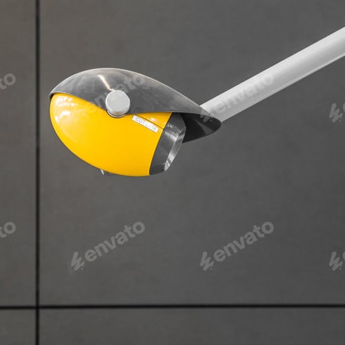 Preview: A Closeup Shot Of A Yellow And Black Lamp Attached To A Wall