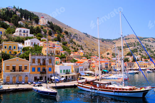 Preview: Colorful Harbor District Of The Town Of Symi, Greece