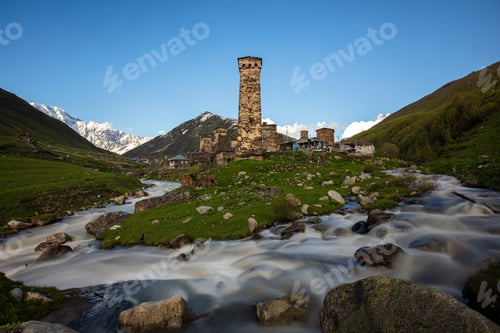 Preview: An Old Tower In The Historic Village Ushguli In Georgia