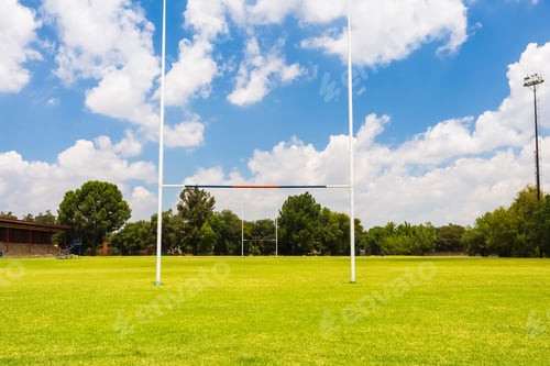 Preview: An Empty Rugby Field On A Sunny Day