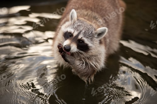 Preview: A Portrait Of An Adorable Raccoon In A Pond