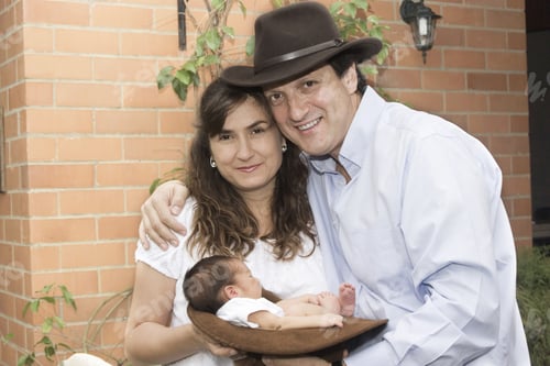 Preview: Portrait Of Family, Mom And Dad Enjoing With Their Newborn Baby