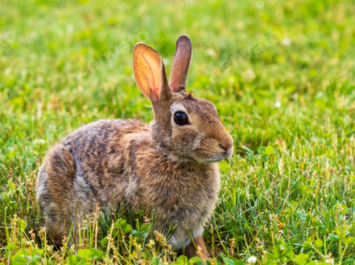 Preview: A Closeup Shot Of Bunny Rabbit With Brown Fur Laying In The Grass