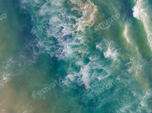 Preview: A Top View Shot Of People Swimming In Varkala Beach