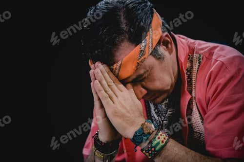 Preview: Shaman Man, Sorcerer, Giving Thanks Duringpre-Hispanic Ritual In Healing And Cleaning With