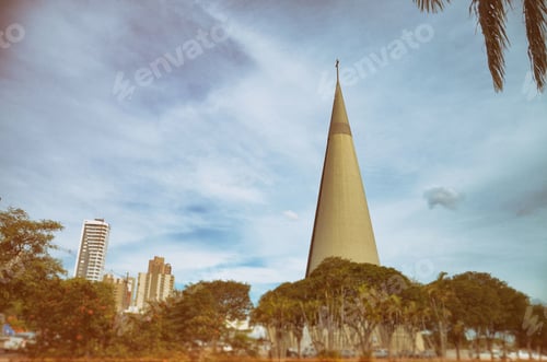 Preview: A Beautiful Shot Of The Cathedral Of Maringa, With A Cloudy Sky In The Background In Brazil