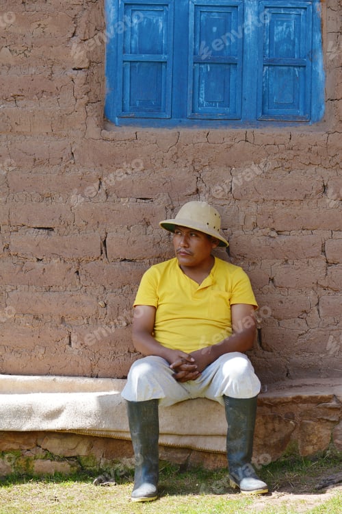 Preview: Serious Native American Man Wearing Hat In The Countryside.