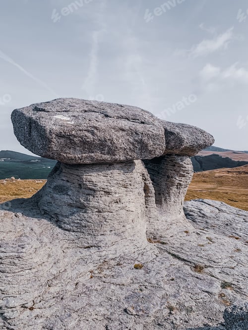 Preview: A Vertical Shot Of Caraiman Peak Rocky Formation In Romania