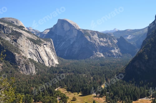 Preview: An Aerial View Of A Landscape At Half Dome, Yosemite, California