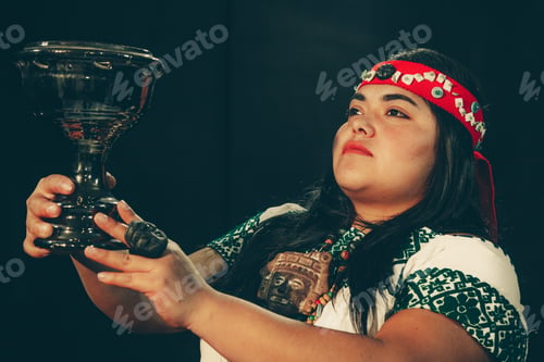 Preview: Close Up Of Young Woman Shaman ,With Sahumerio In The Hands , Curandera, Olmec Facilitator