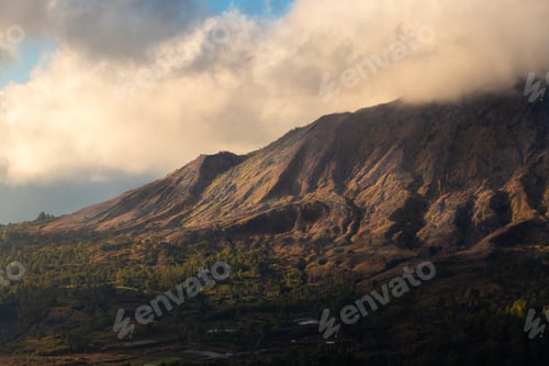 Preview: A Panoramic Shot Of An Active Volcano Called Moun Batur Located On The Island Of Bali, Indonesia