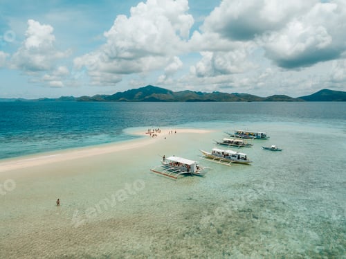 Preview: An Aerial Shot Of The Boats On The Calm Crystal Clear Ocean