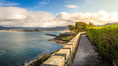 Preview: A Beautiful View Of The Calm Sea Near The Bayona Municipality In Spain