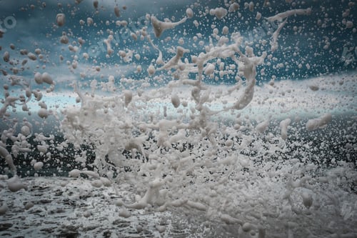Preview: The Splashing Sea Wave On A Cloudy Day