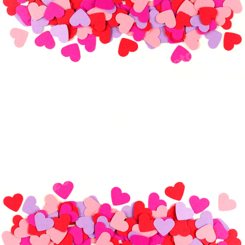 Preview: Valentines Day Frame Of Colorful Paper Hearts Over White