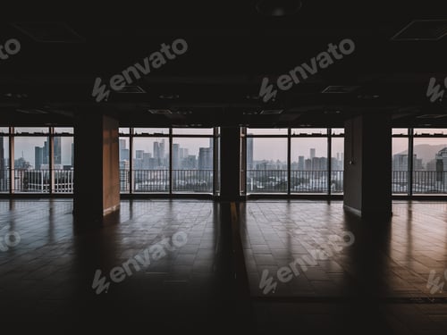 Preview: A Beautiful City View From The Hall Of A Building On An Upper Floor