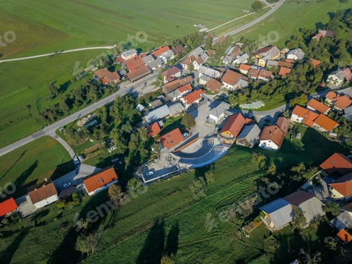 Preview: An Aerial Shot Of A Beautiful Village In Slovenia