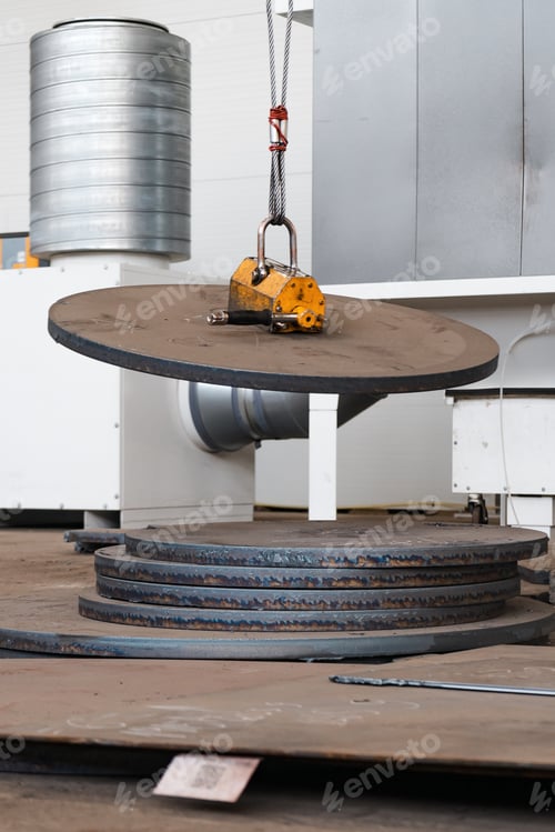 Preview: A Vertical Shot Of Lifting Equipment In A Factory