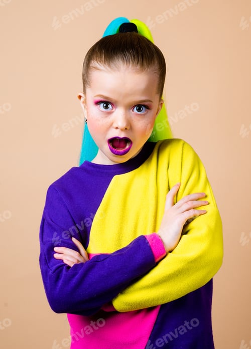 Preview: Close-Up Portrait Of A Young Girl Smiling. Stress-Free. Kid Facial Expression, Emotion, Feeling