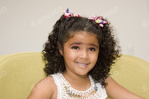 Preview: Portrait Of Addorable Happy Beautiful Little Girl