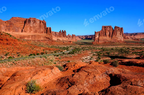 Preview: Scenic View Over Arches National Park, With The Three Gossips And Organ Rock Formations, Utah, Usa