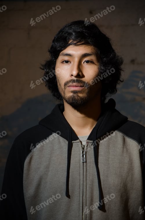Preview: Portrait Of Young Man With Beard Wearing Shirt And Shades Of Trees In The Park