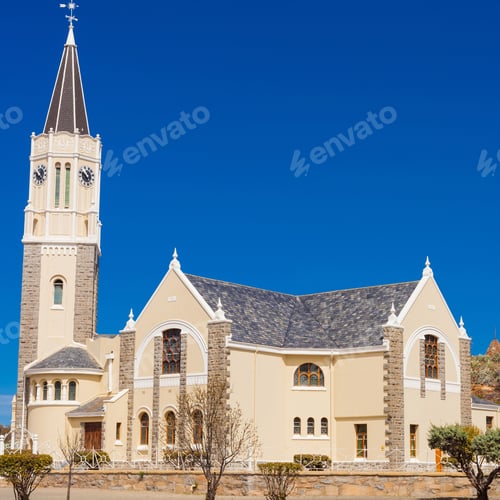 Preview: A Clear Blue Sky Over Dutch Reformed Church In Hanover, South Africa