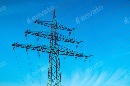 Preview: An Electrical Pole With A Blue Sky In The Background