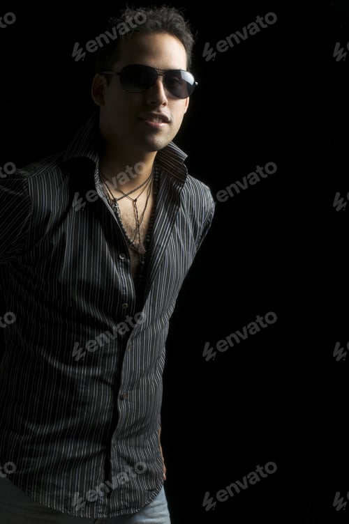 Preview: Cool Guy With Sunglasses In Dark Room