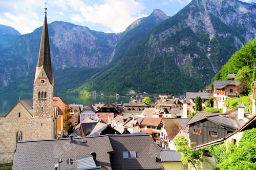Preview: View Over The Quaint Town Of Hallstatt With Alps In Background, Austria